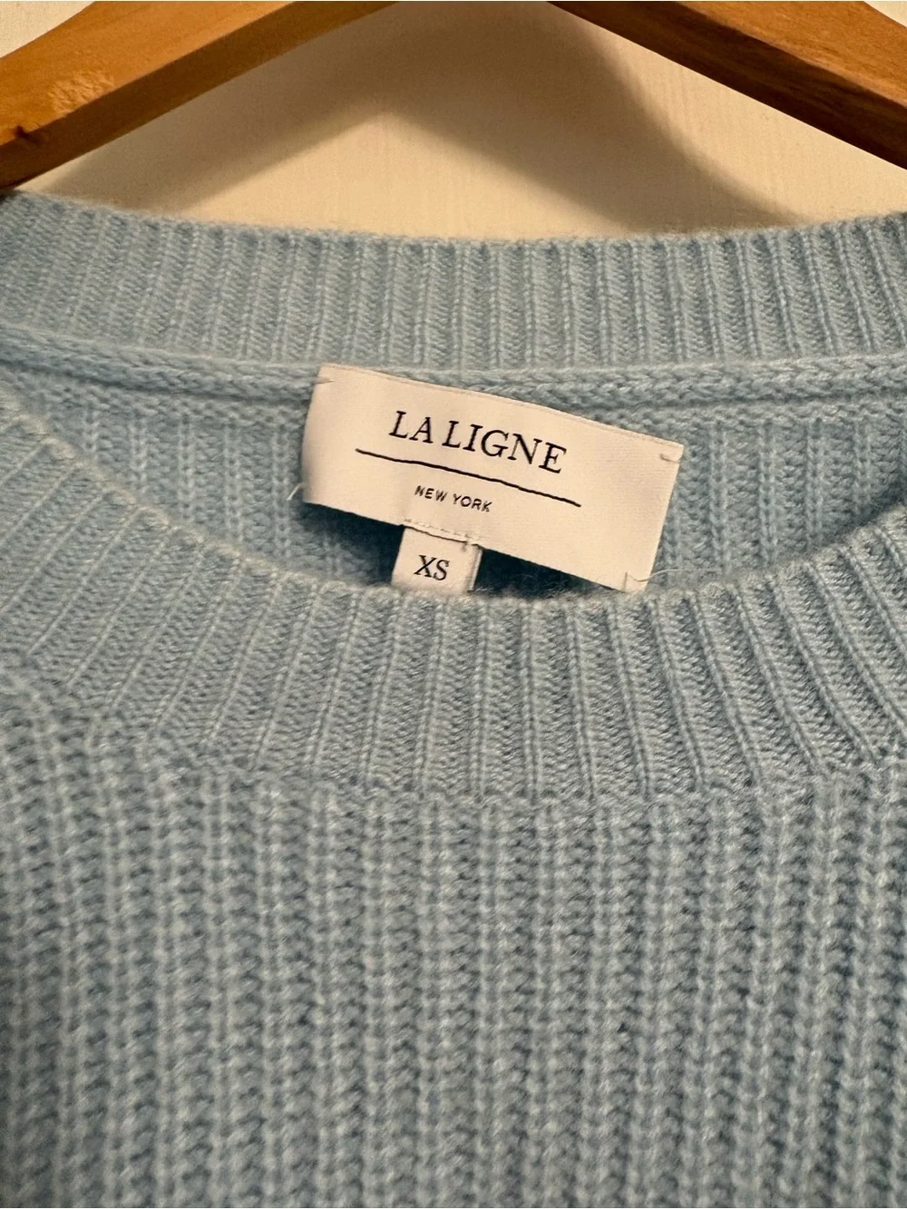 La Ligne Mini Toujours Light Blue Ribbed Crewneck Sweater -XS - Picture 3 of 6
